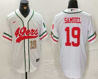Mens San Francisco 49ers #19 Deebo Samuel Number White Mexico Cool Base Stitched Baseball Jersey